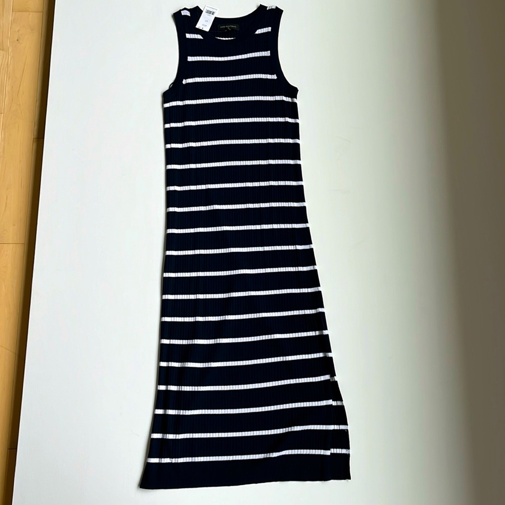 Banana Republic Sleeveless Striped Sweater Midi Dress- Navy/White- Tall Small